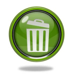 trash can circular icon on white background