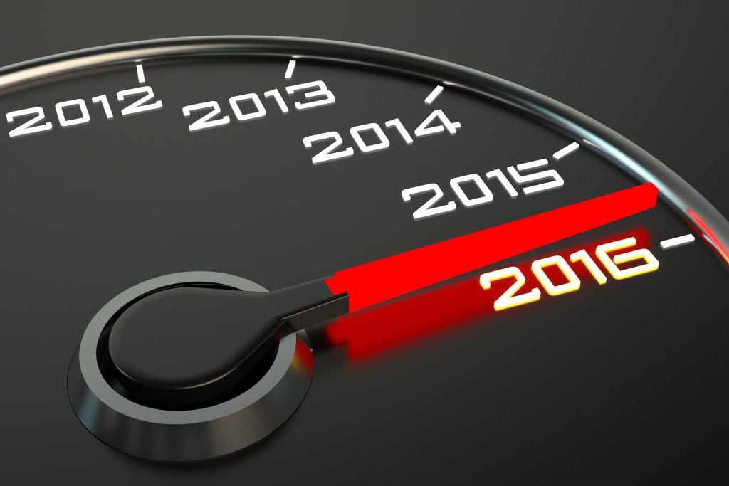 Conceptual 2016 year speedometer