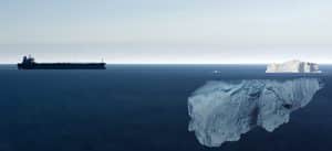 Ship and iceberg, highlighting idea of the unexpected.