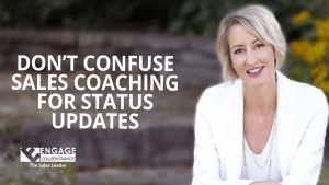 Business woman talking about sales coaching tips.
