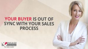 Business women with text about sales process.