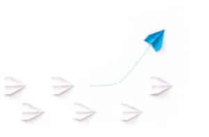 Competitive Differentiation: Selling Value and Negotiation Sales Training blog and different colour paper planes.